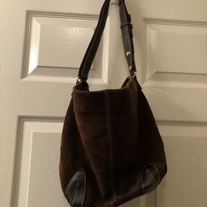 100% GENUINE SUADE LEATHER!! boho big purse in excellent condition VINTAGE